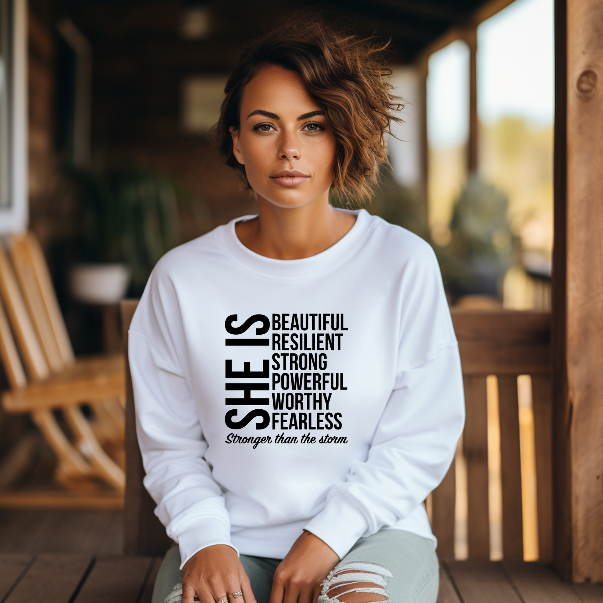 STRONGER THAN THE STORM Sweatshirt Dope Woman of God